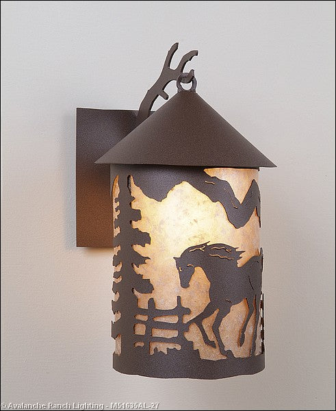Avalanche Ranch Lighting M51635AL-27 Cascade Lantern-Mountain Horse One Light Wall Sconce Outdoor Bronze / Dark
