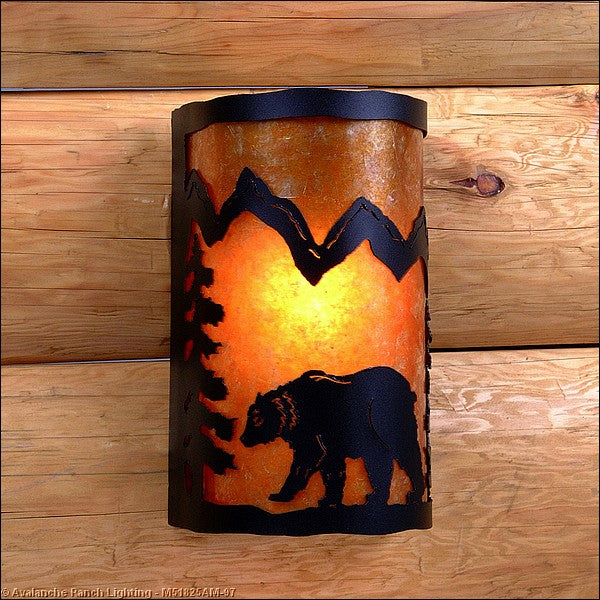 Avalanche Ranch Lighting M51825AM-97 Cascade-Mountain Bear Black Iron One Light Wall Sconce Outdoor Black