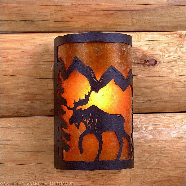 Avalanche Ranch Lighting M51827AM-27 Cascade-Mountain Moose Rustic Brown Exterior - Sconces Outdoor Bronze / Dark