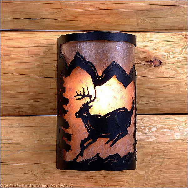 Avalanche Ranch Lighting M51830AL-97 Cascade-Mountain Deer Black Iron One Light Wall Sconce Outdoor Black