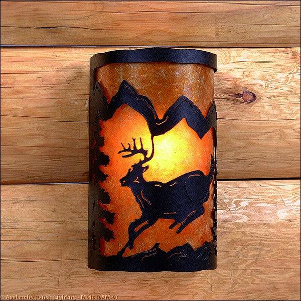 Avalanche Ranch Lighting M51830AM-97 Cascade-Mountain Deer Black Iron Exterior - Sconces Outdoor Black