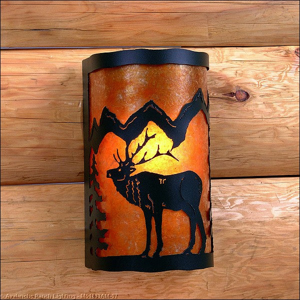 Avalanche Ranch Lighting M51833AM-97 Cascade-Mountain Elk Black Iron One Light Wall Sconce Outdoor Black