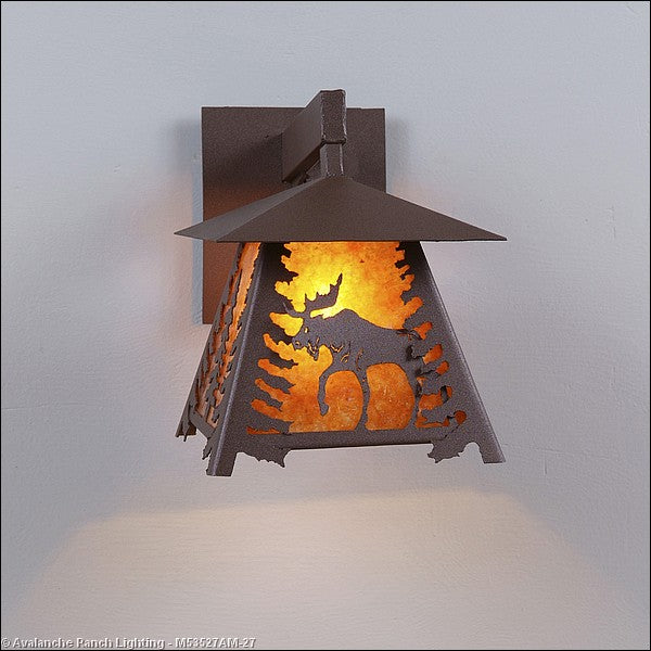 Avalanche Ranch Lighting M53527AM-27 Smoky Mountain-Mountain Moose One Light Wall Sconce Outdoor Bronze / Dark