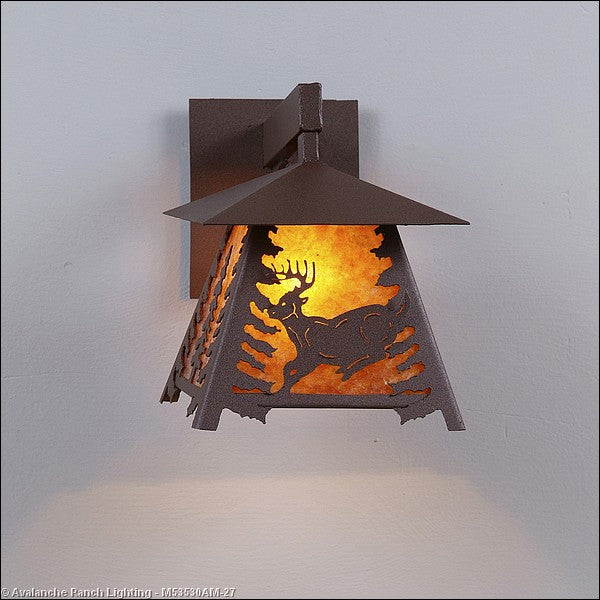 Avalanche Ranch Lighting M53530AM-27 Smoky Mountain-Mountain Deer One Light Wall Sconce Outdoor Bronze / Dark