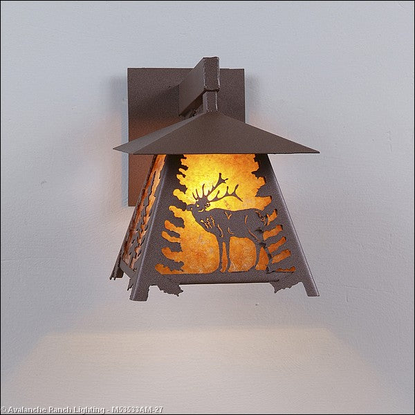 Avalanche Ranch Lighting M53533AM-27 Smoky Mountain-Mountain Elk One Light Wall Sconce Outdoor Bronze / Dark