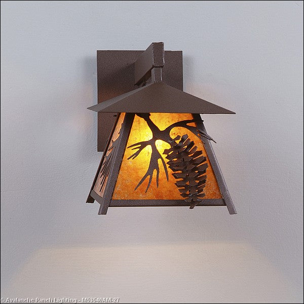 Avalanche Ranch Lighting M53540AM-27 Smoky Mountain-Spruce Cone One Light Wall Sconce Outdoor Bronze / Dark