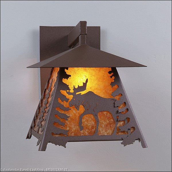 Avalanche Ranch Lighting M53627AM-27 Smoky Mountain-Mountain Moose One Light Wall Sconce Outdoor Bronze / Dark