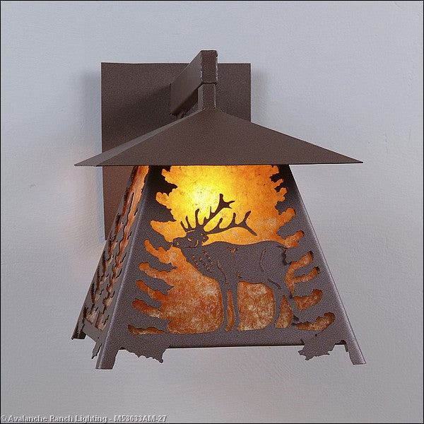Avalanche Ranch Lighting M53633AM-27 Smoky Mountain-Mountain Elk One Light Wall Sconce Outdoor Bronze / Dark