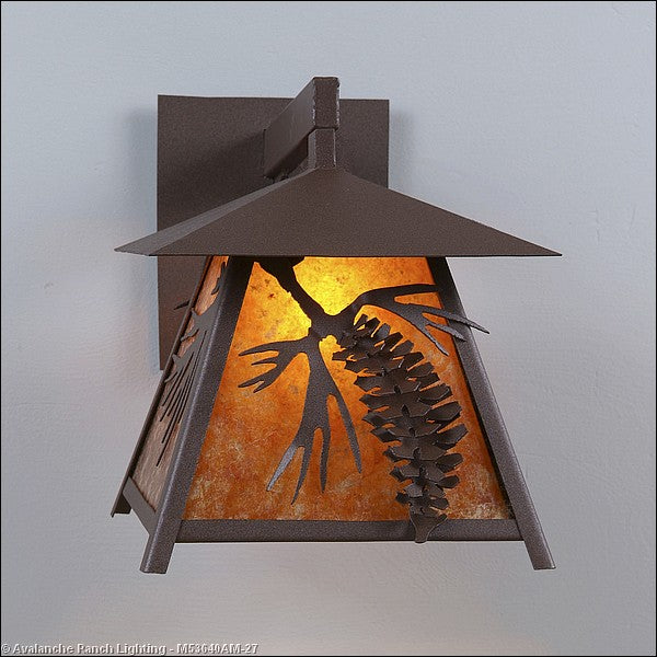 Avalanche Ranch Lighting M53640AM-27 Smoky Mountain-Spruce Cone One Light Wall Sconce Outdoor Bronze / Dark