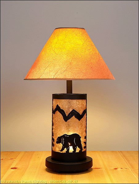 Avalanche Ranch Lighting M60025AL-OP-97 Cascade-Mountain Bear Black Iron Two Light Desk Lamp Lamp Black