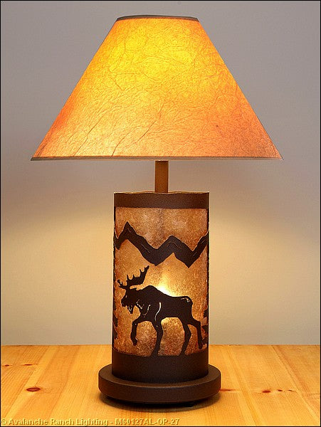 Avalanche Ranch Lighting M60127AL-OP-27 Cascade-Mountain Moose Rustic Brown Two Light Table Lamp Lamp Bronze / Dark