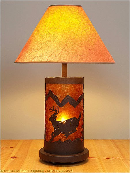Avalanche Ranch Lighting M60130AM-OP-27 Cascade-Mountain Deer Rustic Brown Two Light Table Lamp Lamp Bronze / Dark