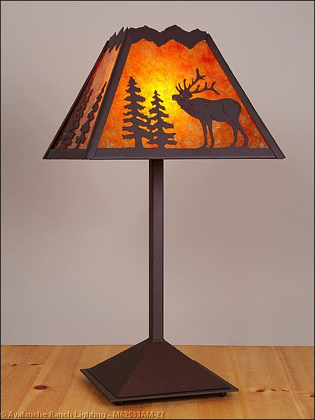 Avalanche Ranch Lighting M62533AM-27 Rocky Mountain-Mountain Elk Rustic Brown One Light Table Lamp Lamp Bronze / Dark