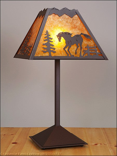 Avalanche Ranch Lighting M62535AM-27 Rocky Mountain-Mountain Horse Rustic Brown One Light Table Lamp Lamp Bronze / Dark