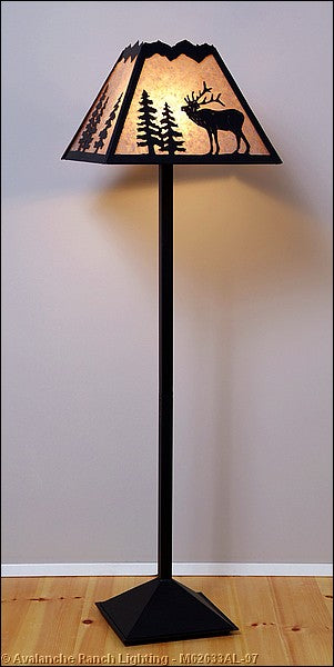 Avalanche Ranch Lighting M62633AL-97 Rocky Mountain-Mountain Elk Black Iron One Light Floor Lamp Lamp Black