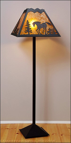 Avalanche Ranch Lighting M62635AM-97 Rocky Mountain-Mountain Horse Black Iron One Light Floor Lamp Lamp Black