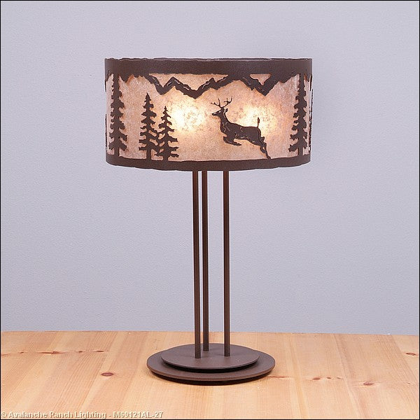 Avalanche Ranch Lighting M69121AL-27 Kincaid-Valley Deer Three Light Desk Lamp Lamp Bronze / Dark