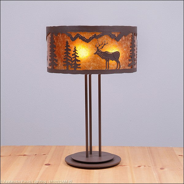 Avalanche Ranch Lighting M69123AM-27 Kincaid-Valley Elk Three Light Desk Lamp Lamp Bronze / Dark