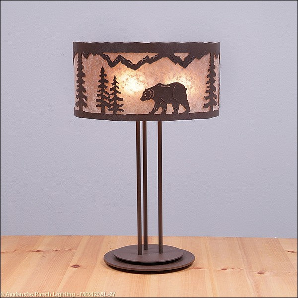 Avalanche Ranch Lighting M69125AL-27 Kincaid-Mountain Bear Three Light Desk Lamp Lamp Bronze / Dark