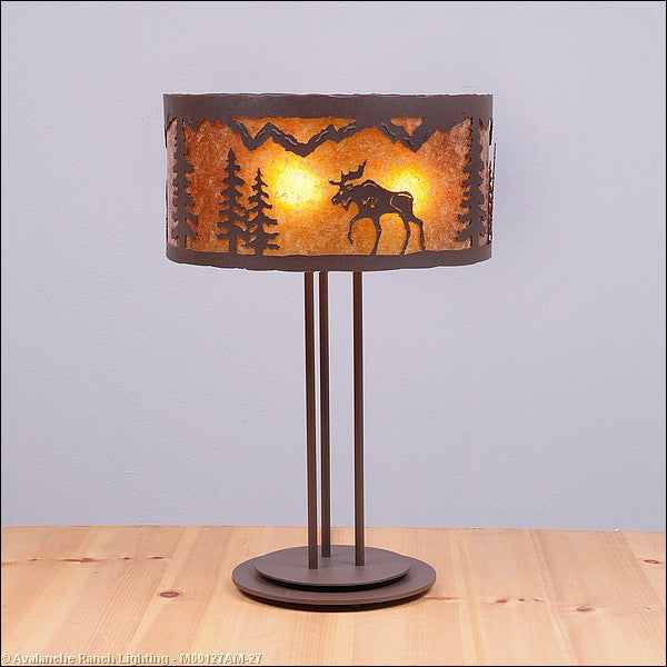 Avalanche Ranch Lighting M69127AM-27 Kincaid-Mountain Moose Three Light Desk Lamp Lamp Bronze / Dark