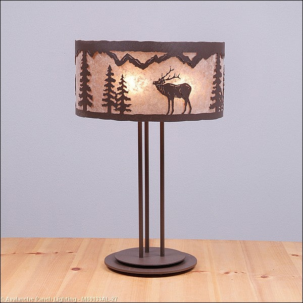 Avalanche Ranch Lighting M69133AL-27 Kincaid-Mountain Elk Three Light Desk Lamp Lamp Bronze / Dark