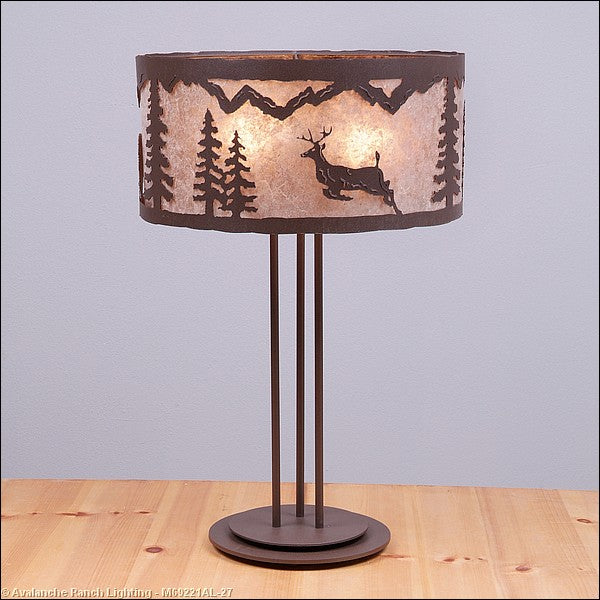 Avalanche Ranch Lighting M69221AL-27 Kincaid-Valley Deer Three Light Table Lamp Lamp Bronze / Dark