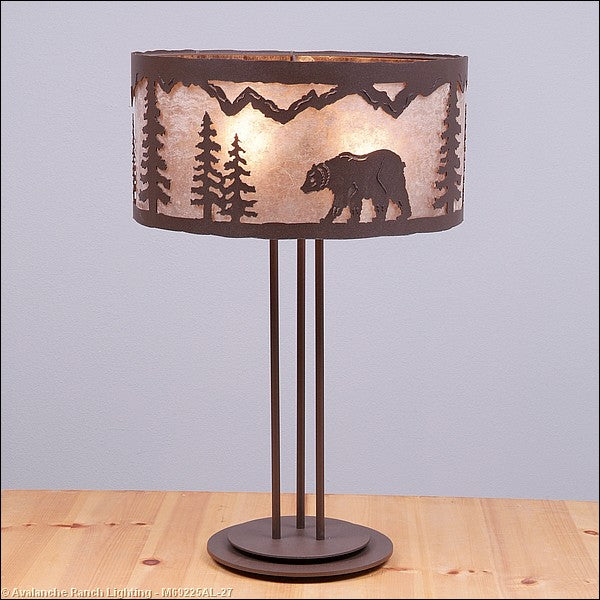 Avalanche Ranch Lighting M69225AL-27 Kincaid-Mountain Bear Three Light Table Lamp Lamp Bronze / Dark