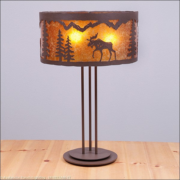 Avalanche Ranch Lighting M69227AM-27 Kincaid-Mountain Moose Three Light Table Lamp Lamp Bronze / Dark