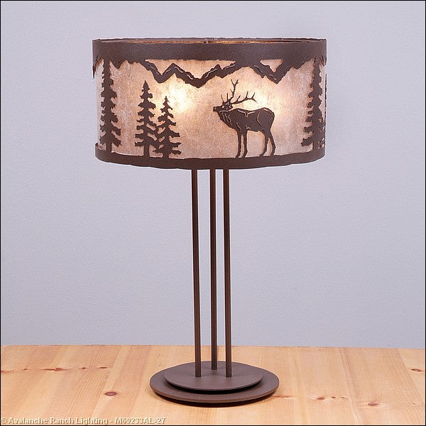 Avalanche Ranch Lighting M69233AL-27 Kincaid-Mountain Elk Three Light Table Lamp Lamp Bronze / Dark