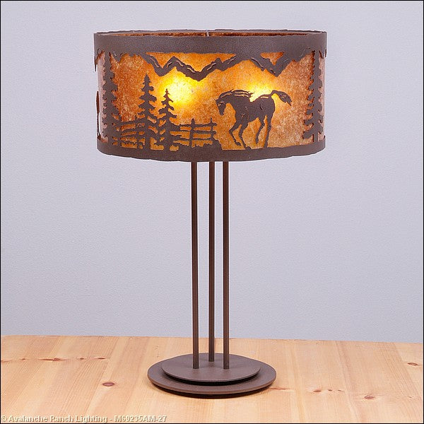 Avalanche Ranch Lighting M69235AM-27 Kincaid-Mountain Horse Three Light Table Lamp Lamp Bronze / Dark