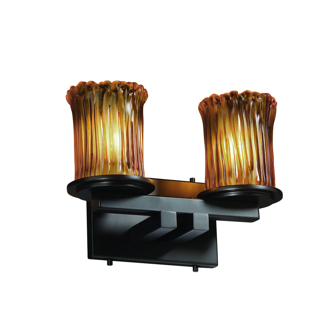 Justice Designs Veneto Luce GLA-8772-16-AMBR-MBLK Bath Vanity Light 13 in. wide - Matte Black