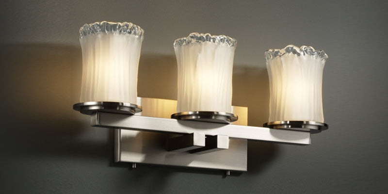 Justice Designs Veneto Luce GLA-8773-16-WTFR-NCKL Bath Vanity Light 21 in. wide - Brushed Nickel