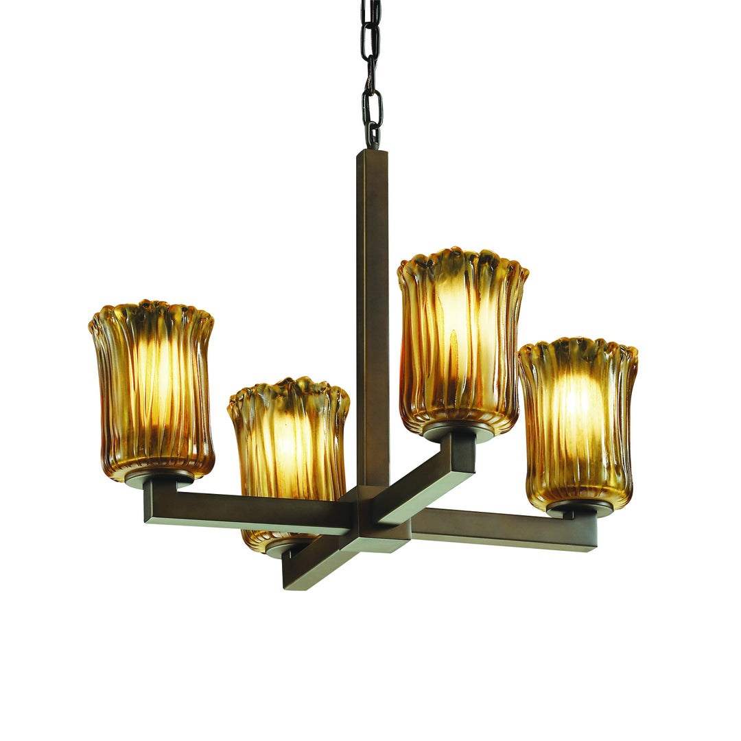 Justice Designs Veneto Luce GLA-8829-16-AMBR-DBRZ Chandelier Light - Dark Bronze