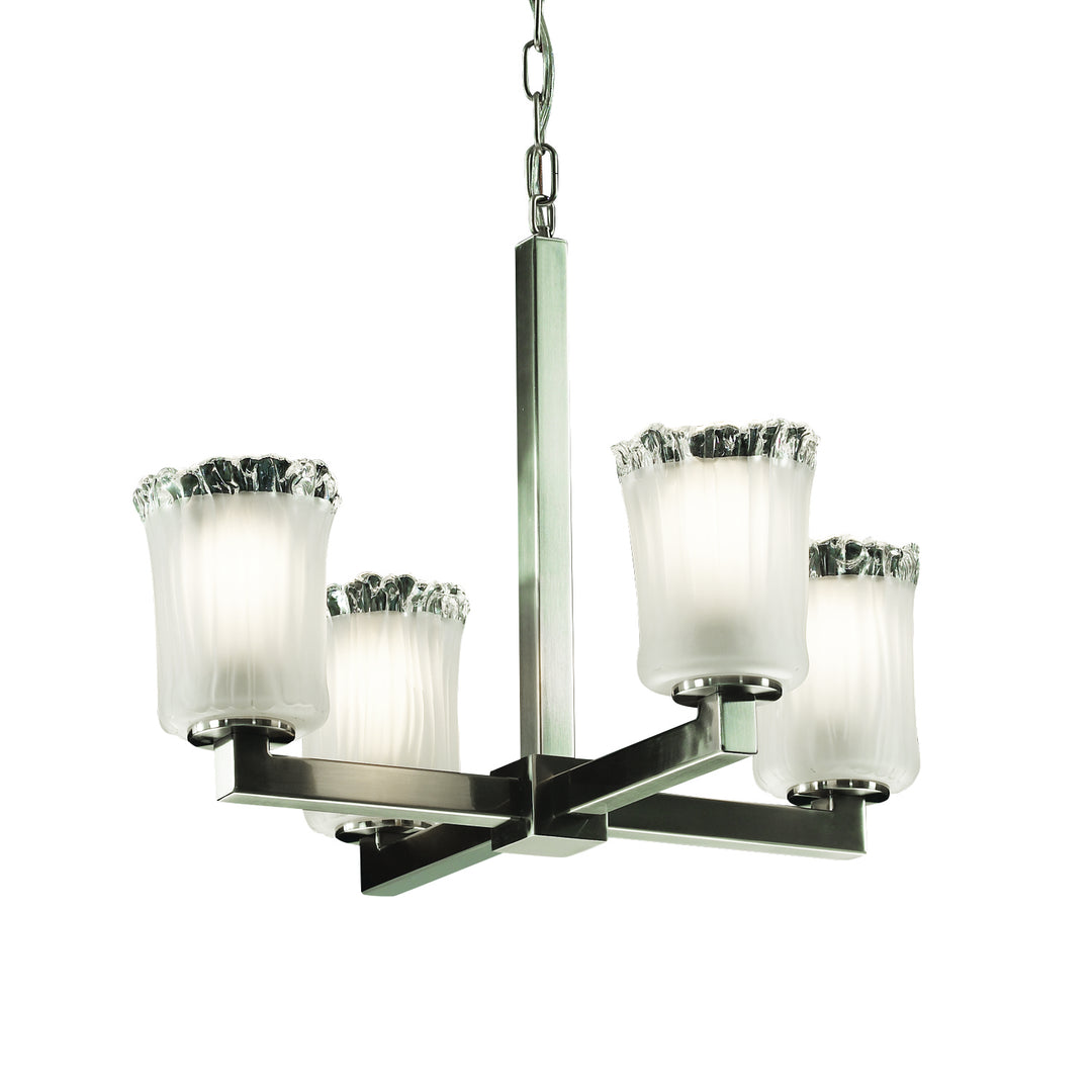 Justice Designs Veneto Luce GLA-8829-16-WTFR-NCKL Chandelier Light - Brushed Nickel