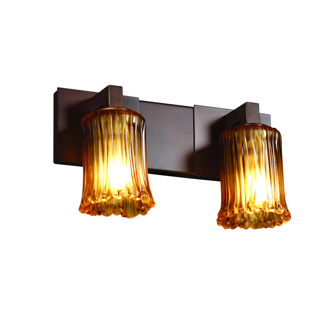 Justice Designs Veneto Luce GLA-8922-16-AMBR-DBRZ Bath Vanity Light 15 in. wide - Dark Bronze