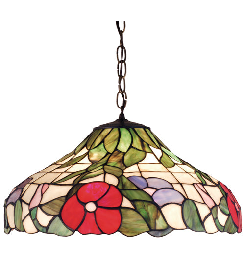 Meyda Tiffany Peony 31622 Pendant Light - Beige Lt Blue Flame Pink