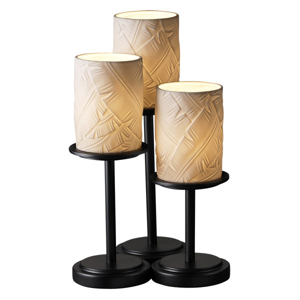 Justice Designs POR-8797-10-BANL-MBLK Limoges Three Light Table Lamp Lamp Black