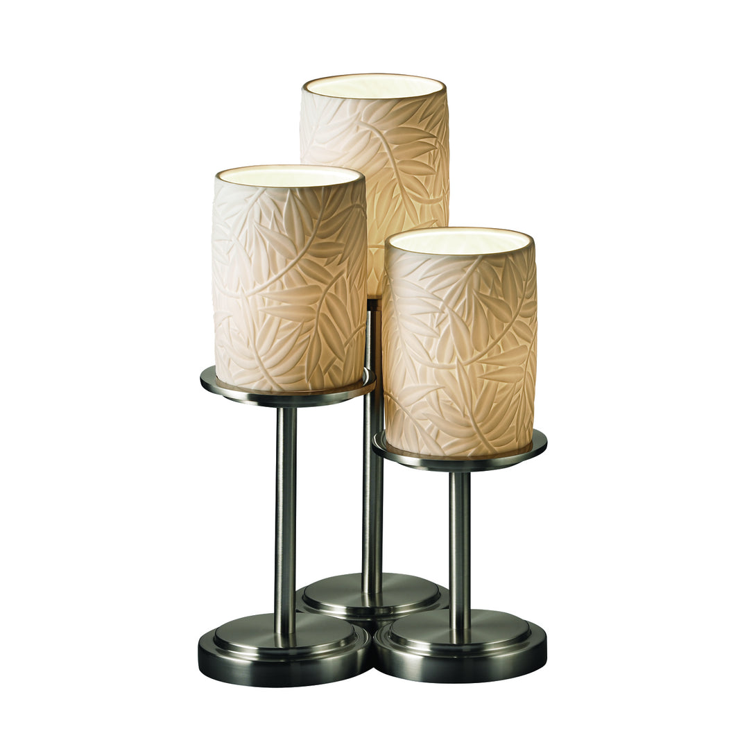 Justice Designs POR-8797-10-BMBO-NCKL Limoges Three Light Table Lamp Lamp Pewter, Nickel, Silver