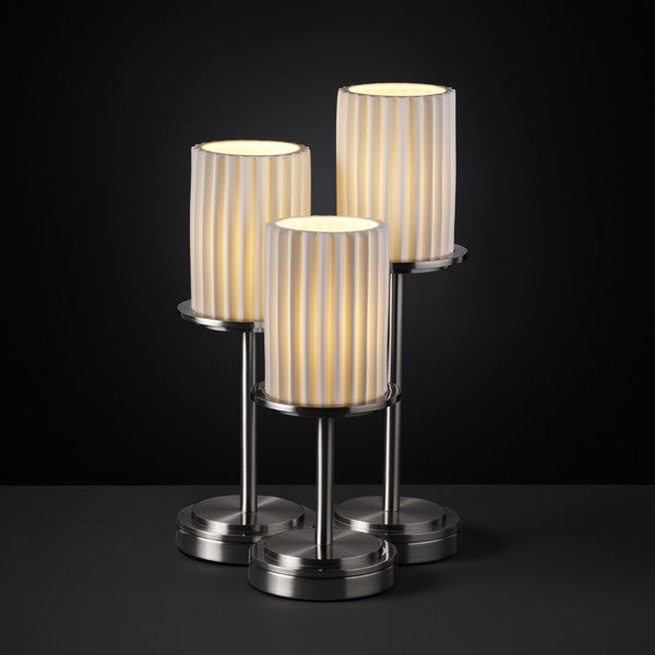 Justice Designs POR-8797-10-PLET-NCKL Limoges Three Light Table Lamp Lamp Pewter, Nickel, Silver