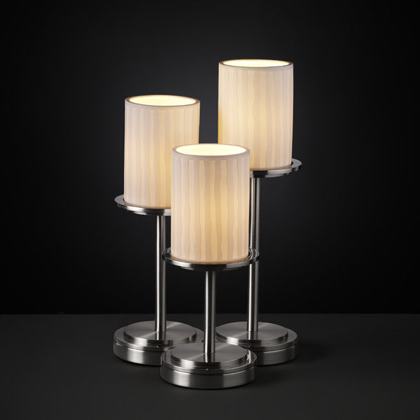 Justice Designs POR-8797-10-WFAL-NCKL Limoges Three Light Table Lamp Lamp Pewter, Nickel, Silver