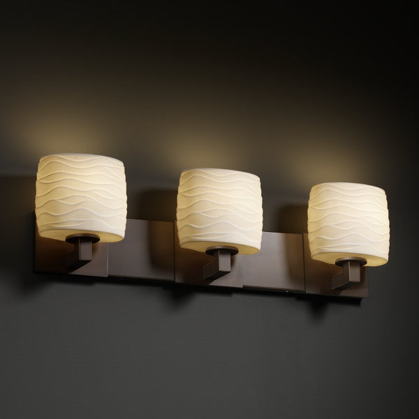Justice Designs Limoges POR-8923-30-WAVE-DBRZ Bath Vanity Light 28 in. wide - Dark Bronze