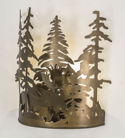 Meyda Tiffany Moose Through The Trees 31655 Wall Light - Antique Copper