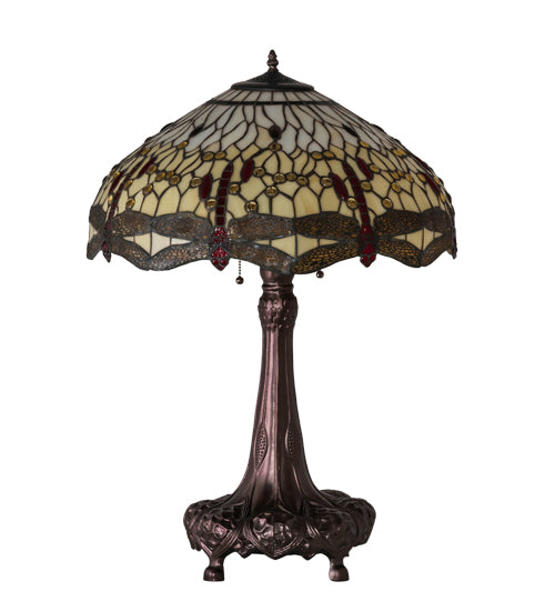 Meyda Tiffany Lighting 31664 Tiffany Hanginghead Dragonfly Three Light Table Lamp Lamp Bronze / Dark