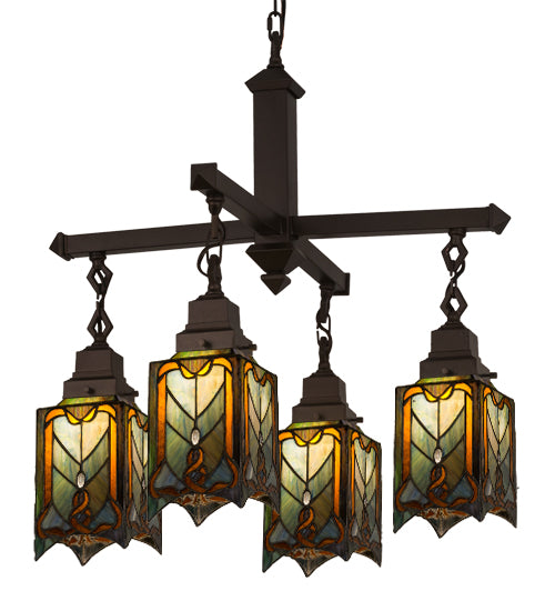 Meyda Tiffany Cottage Mission 31756 Chandelier Light - Mahogany Bronze