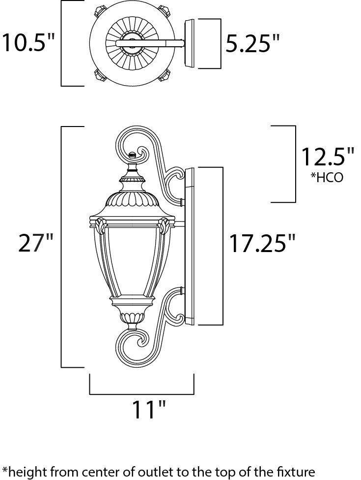 Maxim Lighting 3188WGET Morrow Bay Dc Three Light Outdoor Wall Lantern Outdoor Bronze / Dark