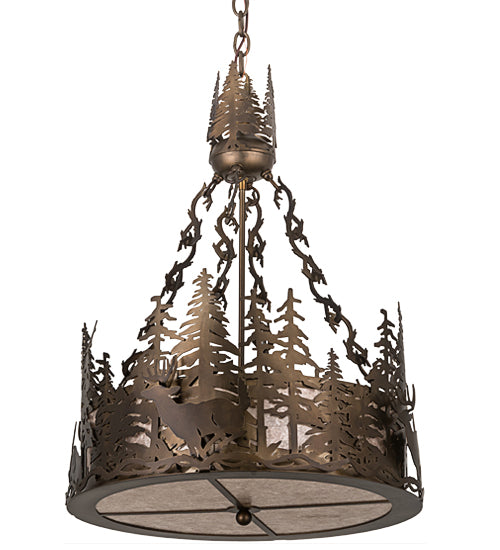 Meyda Tiffany Deer At Dusk 32127 Pendant Light - Antique Copper