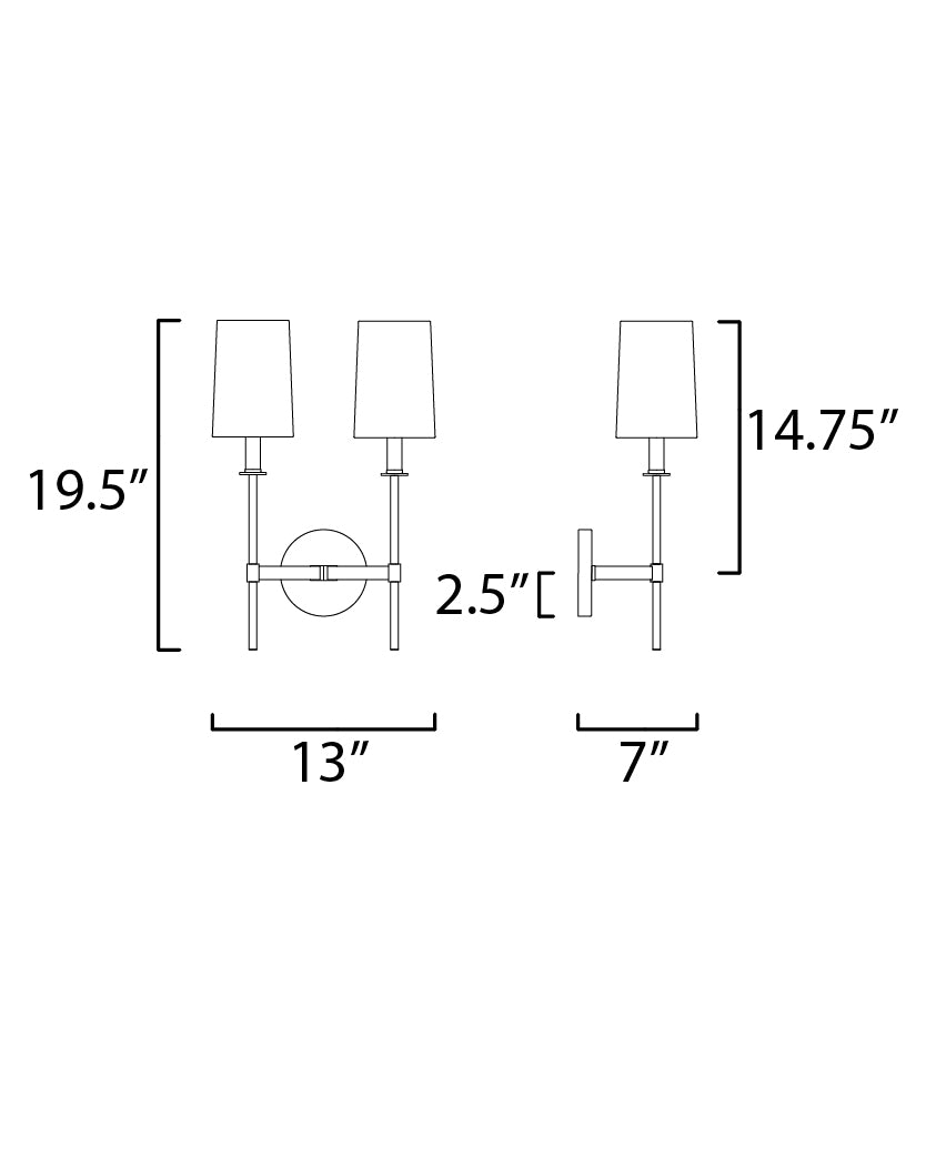 Maxim Uptown 32392OFSBRPN Wall Sconce Light - Satin Brass / Polished Nickel