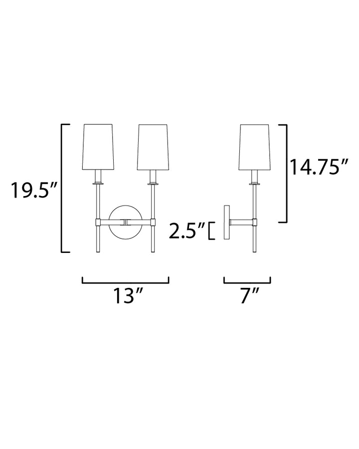 Maxim Uptown 32392OFSBRPN Wall Sconce Light - Satin Brass / Polished Nickel