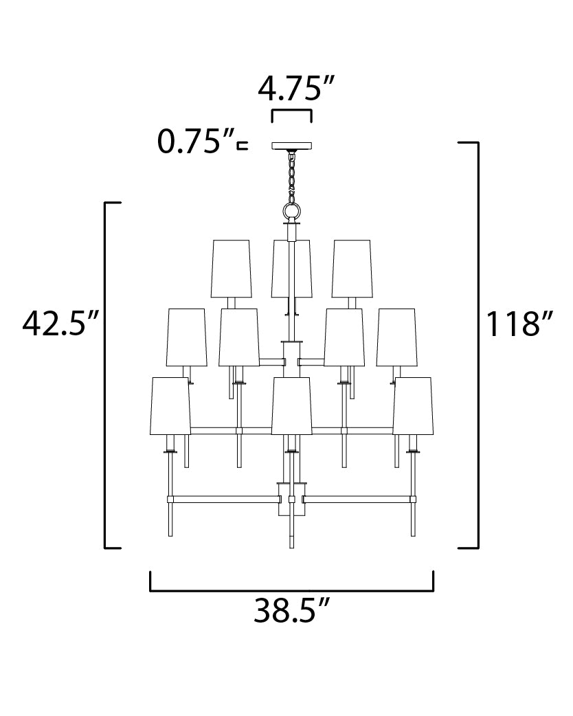 Maxim Uptown 32399OFSBRPN Chandelier Light - Satin Brass / Polished Nickel