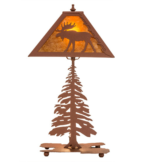 Meyda Tiffany Lighting 32519 Lone Moose Two Light Table Lamp Lamp Bronze / Dark